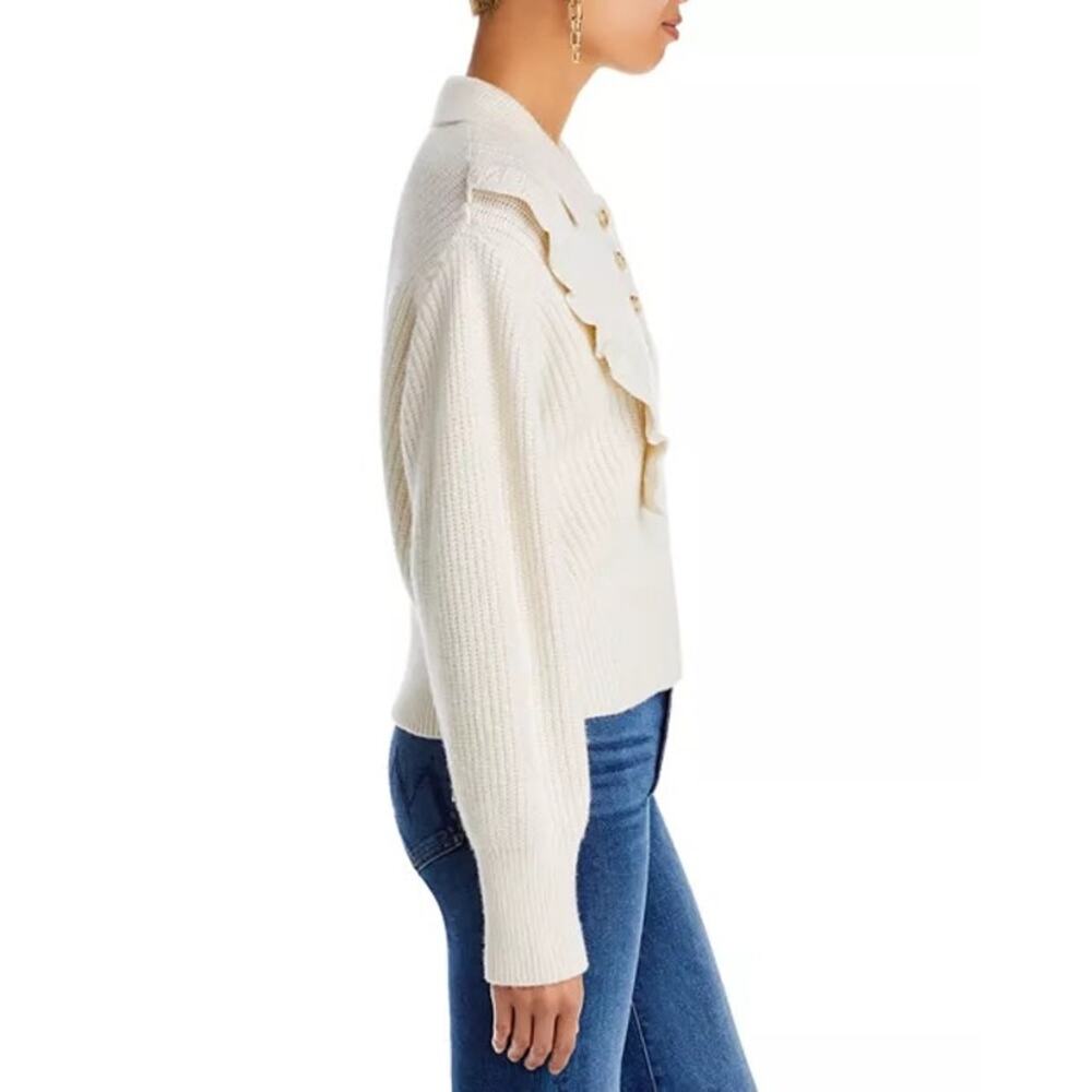 Derek Lam 10 Crosby Noelia Ivory Collared Ruffle Pullover Sweater Size M - Picture 4 of 13